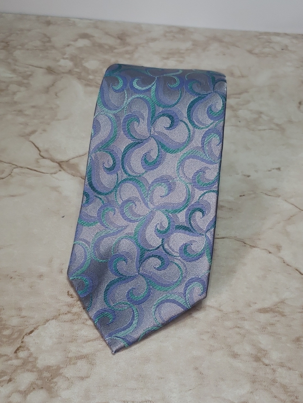 Alfani Men's Lavender Patterned Silk Tie - Blue & Green Accents New